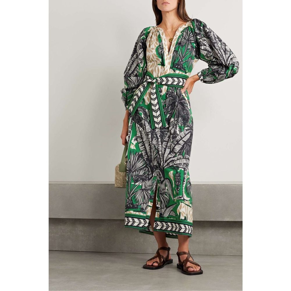JOHANNA ORTIZ Quiet Solitude floral-print cotton midi dress US 0 $950 - Picture 3 of 11